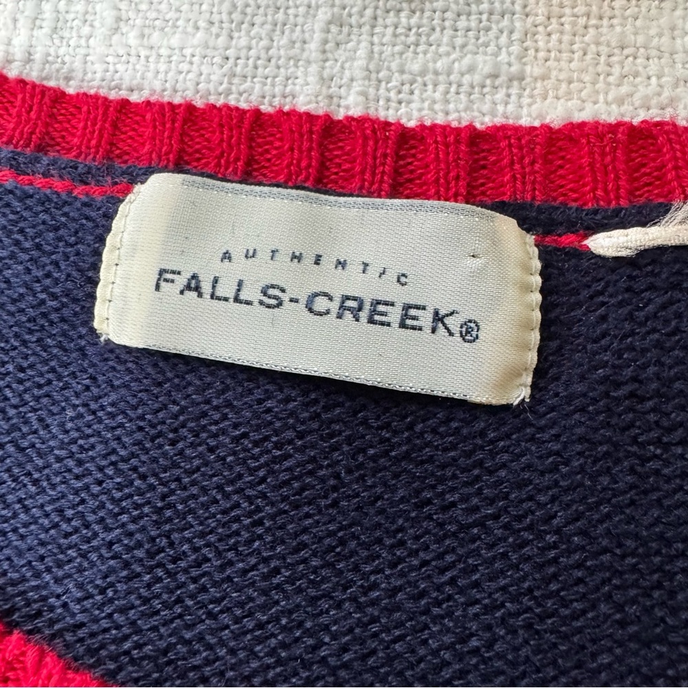 Falls Creek VTG Y2K USA Cotton Navy Knit Sweater Red White Blue Patriotic - Picture 4 of 11